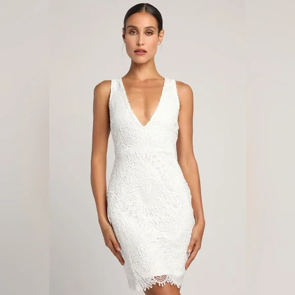 Lulus | Dresses | Lulus Truly Beloved White Lace Bodycon Dress Nwt |  Poshmark